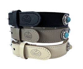 SAZZZ HALSBAND 2,5cm HUND ADVENTURE STONE CLASSIC LEDER 