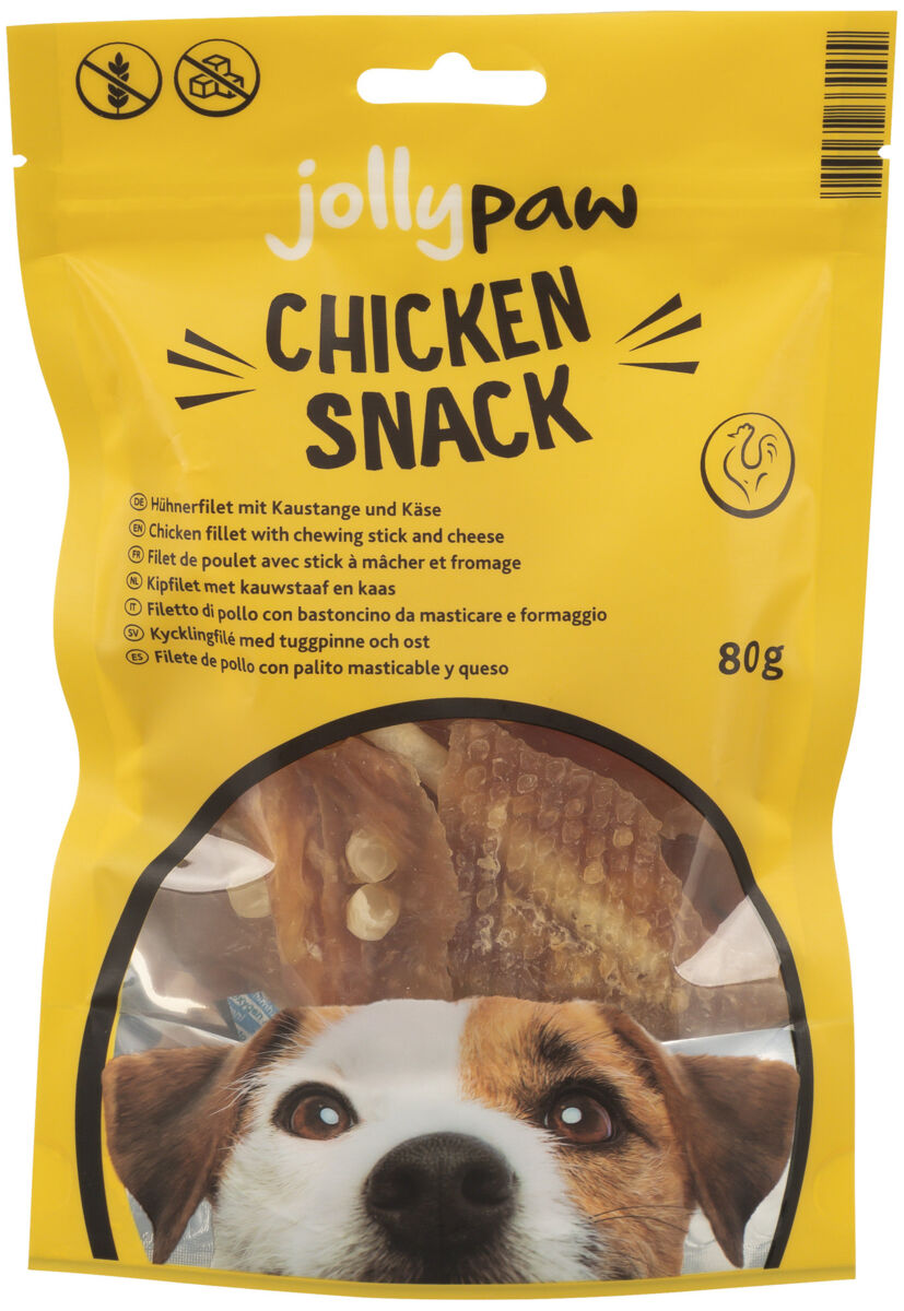 Chicken Snack, Hühnerfilet mit Kaustange und Käse