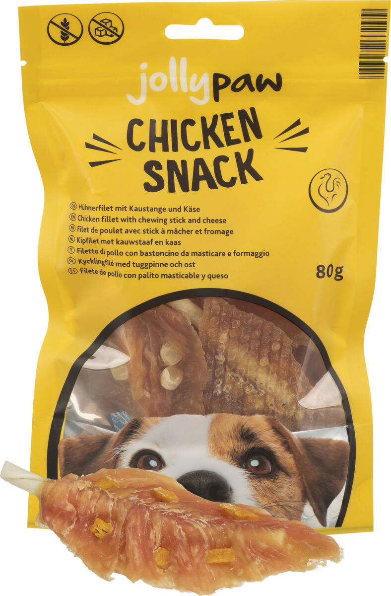 Chicken Snack, Hühnerfilet mit Kaustange und Käse